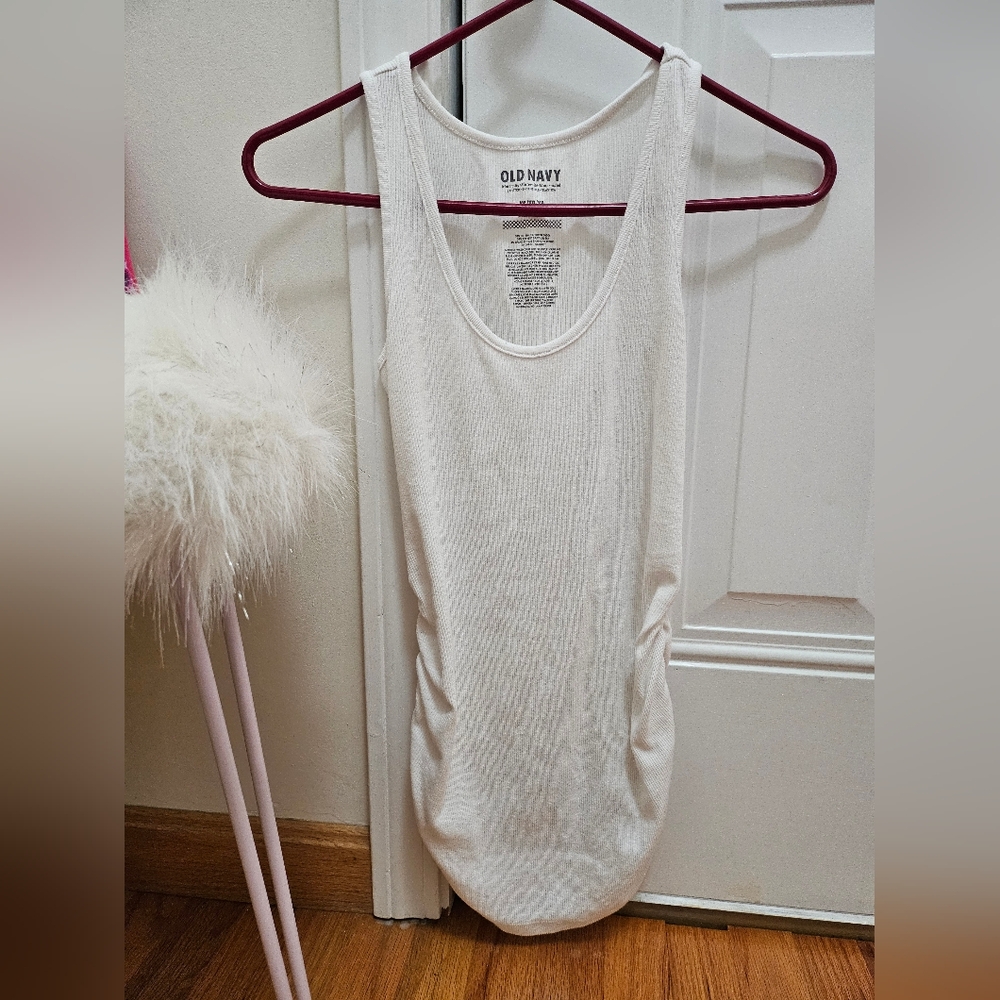 Old Navy Maternity Ruched Ribbed First Layer Tank Top/Shirt - Size XS WHITE